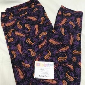 NWT LulaRoe Purple & Pink Paisley Leggings TC